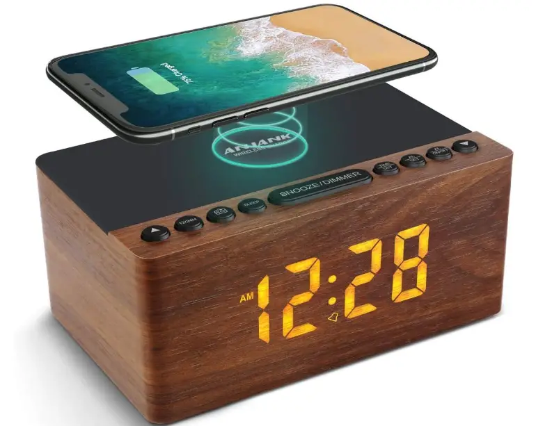 ANJANK-AC-190-Wooden-Digital-Alarm-Clock-FM-Radio-Product