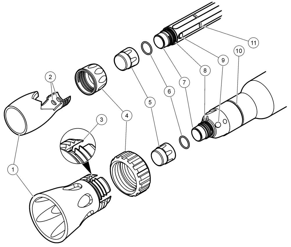 HACH LDO101 Field Luminescent Optical Dissolved Oxygen Sensor - exploded view