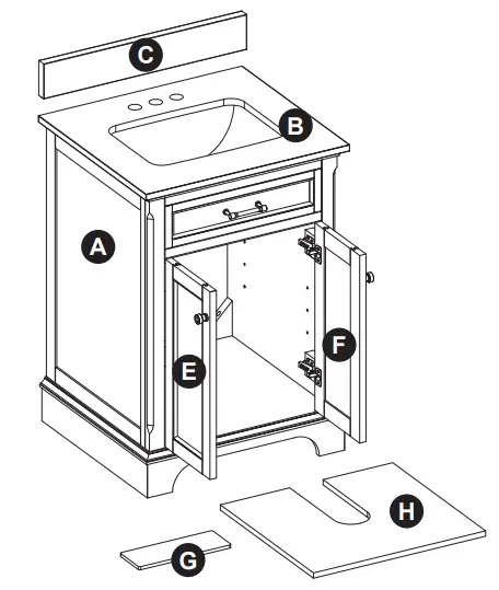 allen roth 24-in Vanity with Top - HARDWARE CONTENTS 1