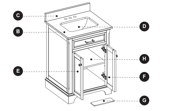 allen roth 24-in Vanity with Top - figure 6