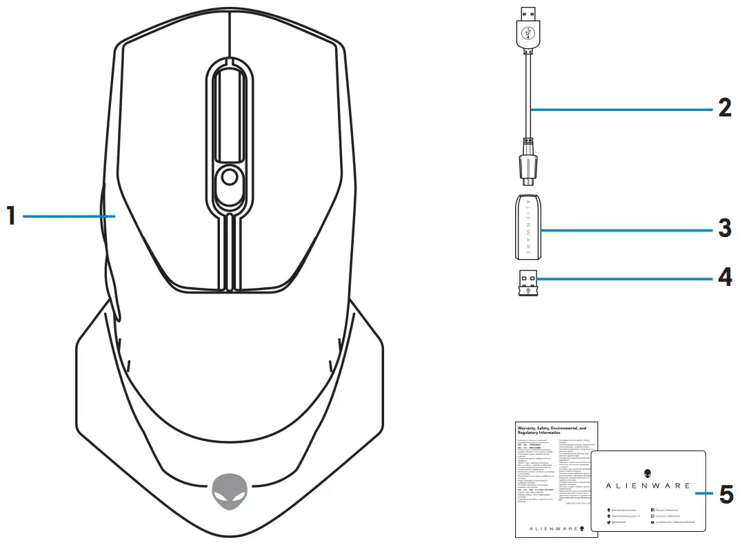 DELL Alienware 610M Wired Wireless Gaming Mouse - What’s in the box