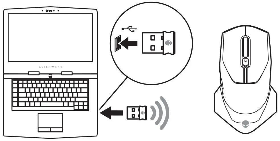 DELL Alienware 610M Wired Wireless Gaming Mouse - Wireless mode