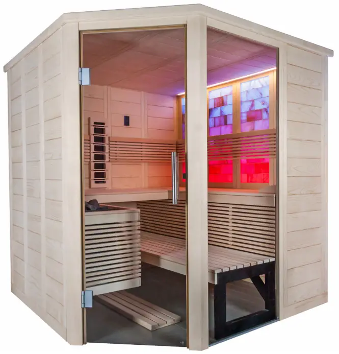 sentiotec Himalaya Corner Infra Plus 206x206x204cm Solid Wood Sauna