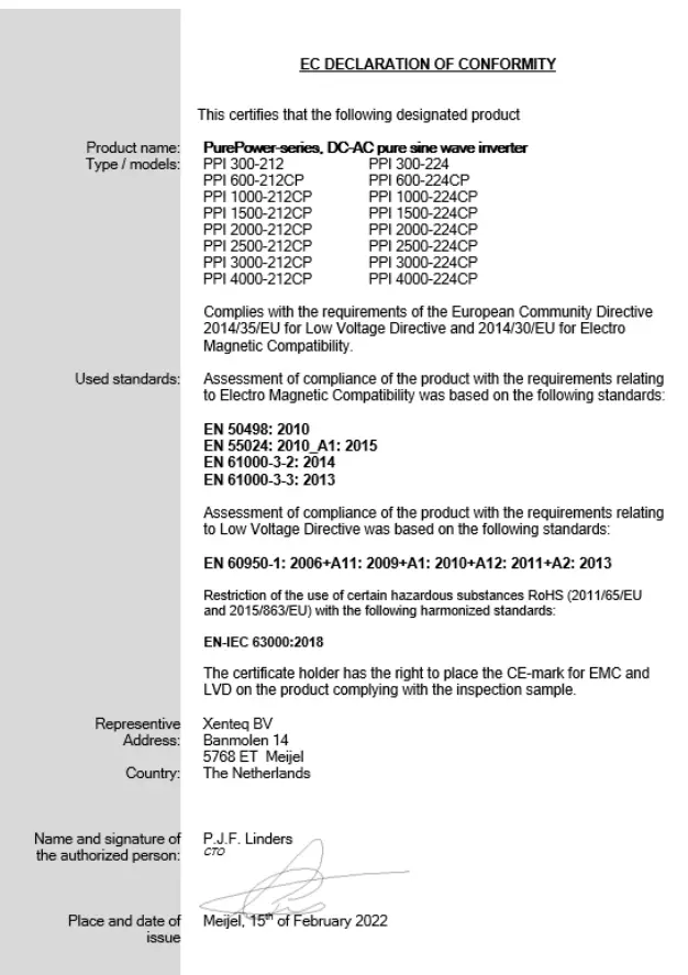 Declaration of Conformity