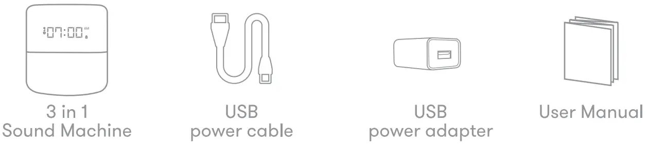 frida baby 100001463 3 In 1 Sound Machine with When to Wake Clock and Light - contents