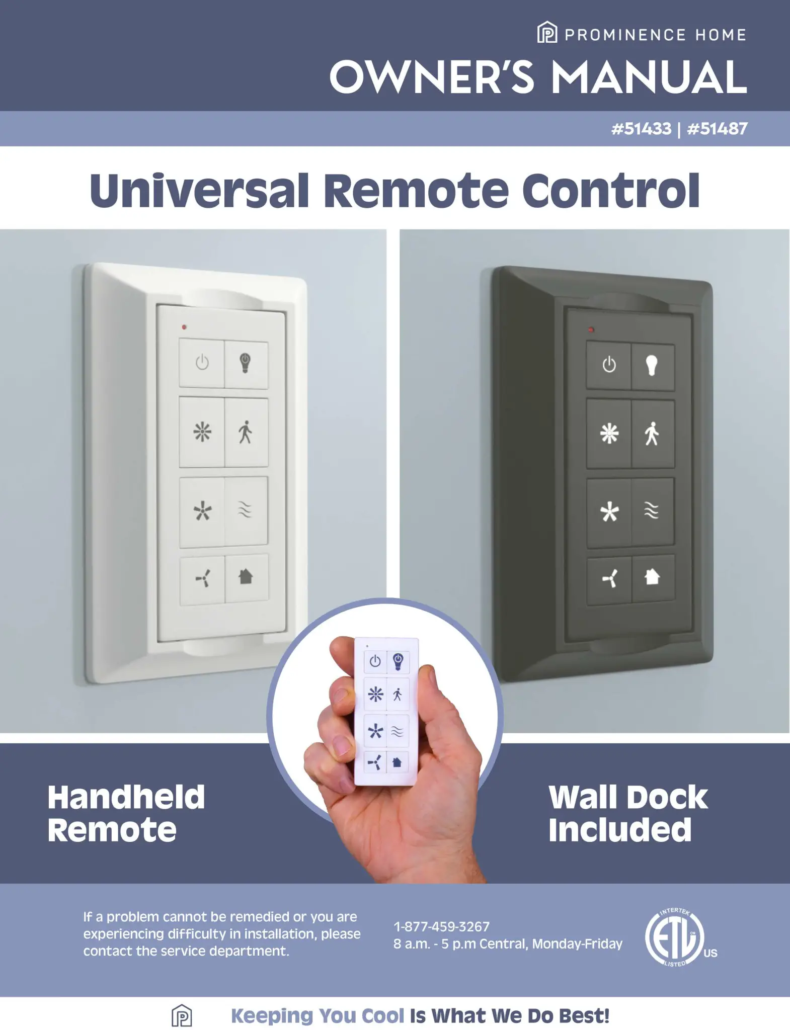 PROMINENCE HOME 51433 Universal Remote Control Owner's Manual