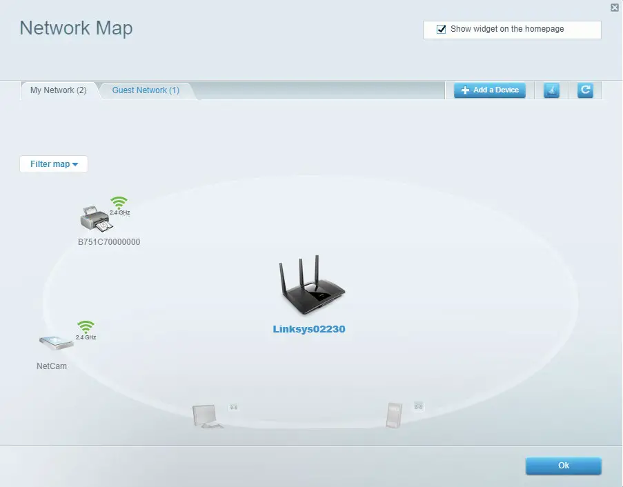 LINKSYS EA7250 Dual Band WiFi 5 Router - Network Map
