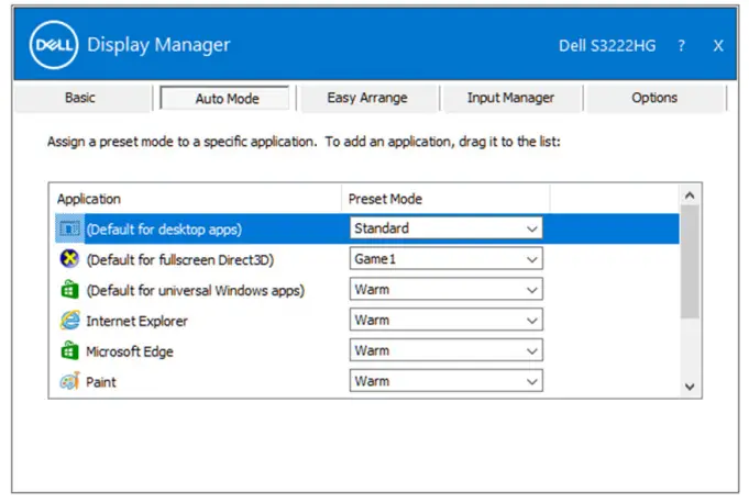 DELL S3222HG 32-Inch FHD 1920 x 1080 at 165 Curved -- Setting3