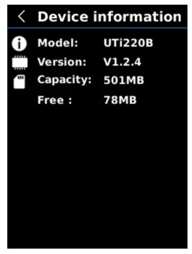 UNI-T UTi220B Professional thermal- Device Information