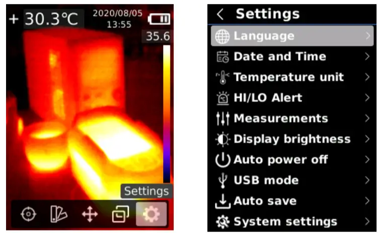 UNI-T UTi220B Professional thermal-Settings