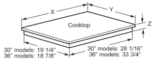 MONOGRAM ZHU36RSPSS 36-Inch Electric Cooktop - DIMENSIONS