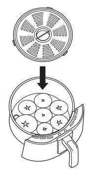 NINJA AF100EU Air Fryer Instructions - Place your first layer of ingredients in the bottom of the pan