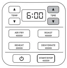 NINJA AF100EU Air Fryer Instructions - Press the TIME up and down arrow buttons to set your desired cook time