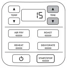 NINJA AF100EU Air Fryer Instructions - Press the TIME up and down arrows to set your desired cook time