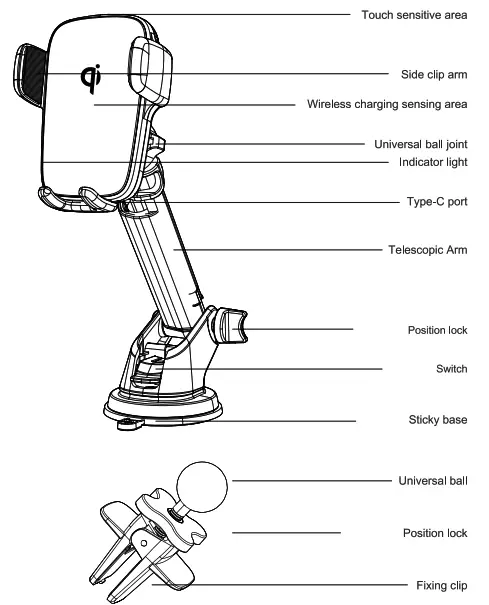 ACEFAST D1 Wireless Charging Automatic Clamping Car Holder