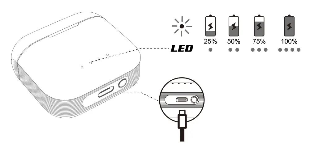 Gold Fingers Technology TWS-10NB-F ANC TWS Wireless Earbuds - CHARGING