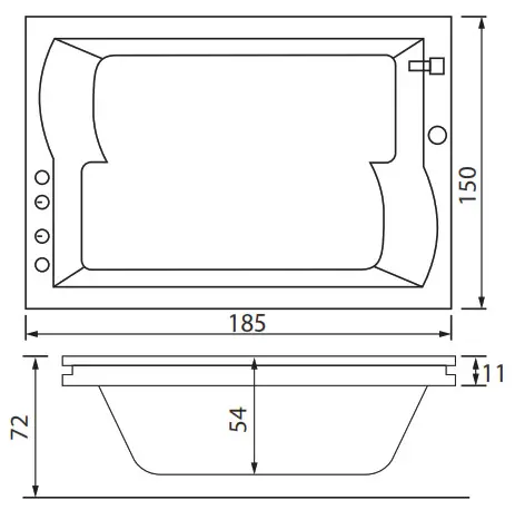Wellis 5778 Bathtubs with without Hydro System- NERA MAXI