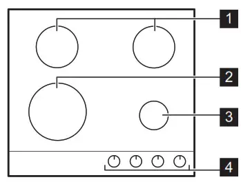 Electrolux EGS6424X Built In Gas - Cooking surface layout 1