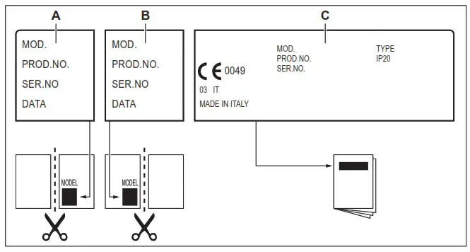 Electrolux EGS6424X Built In Gas - Labels supplied with the