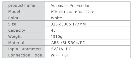Shenzhen Ipetmon Creative Technology PTM-002 Automatic Pet Feeder 9