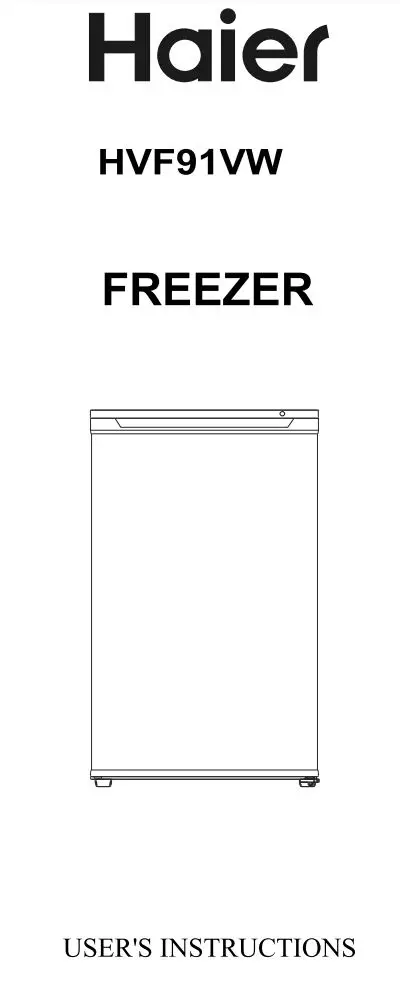 Haier HVF91VW Vertical Freezer User Manual