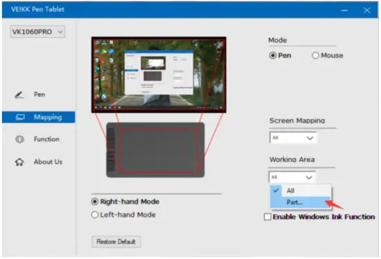 VEIKK VK1060PRO Graphic Drawing Pen Tablet - Part Area 5