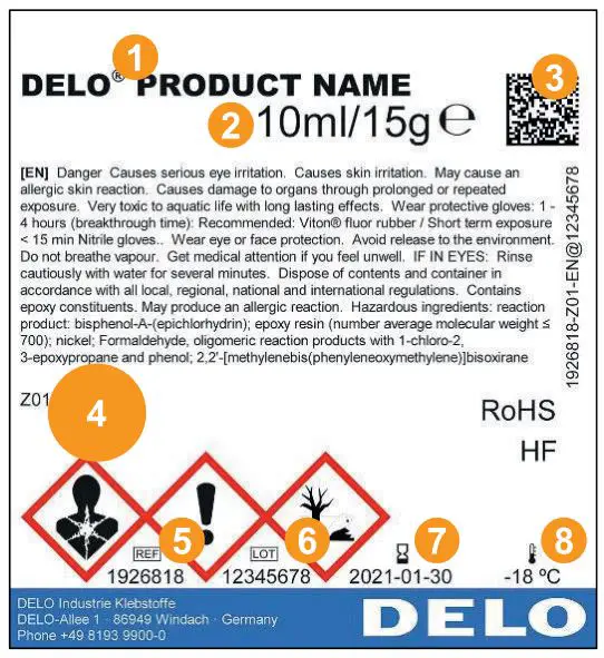 DELO DF698 Dualbond Cationic - Label