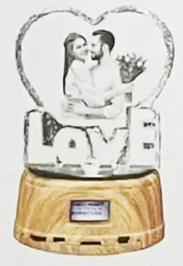 Pujiang Qingchun Electronic Crafts MP3 Personalized Photo Crystal Swivel Light Instructions - Wooden PVC holder function