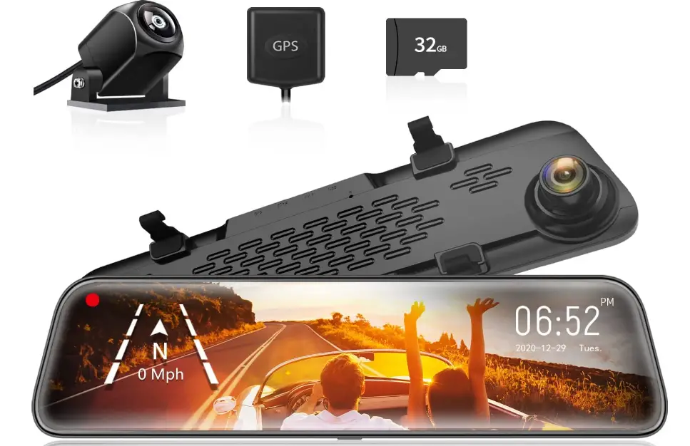 WOLFBOX-12-“Mirro=-rDash=-Cam-Backup-Camera-1296P-Fll-HD-Smart-Rearview-Mirror-image