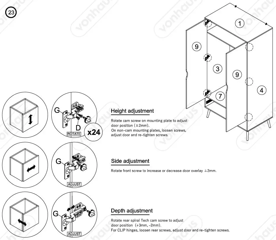 VonHaus-3000081-Koto 2 Drawer-2-Door-Wardrobe-fig22