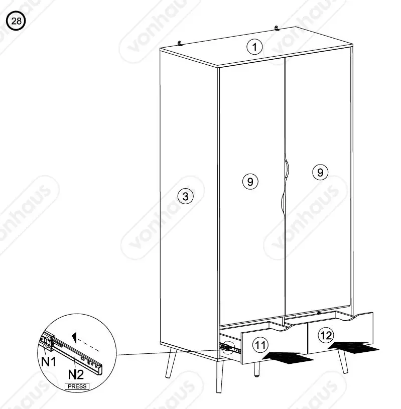 VonHaus-3000081-Koto 2 Drawer-2-Door-Wardrobe-fig26