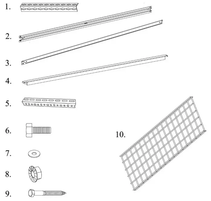 Muscle Rack Adjustable Overhead Storage Rack - PARTS LIST