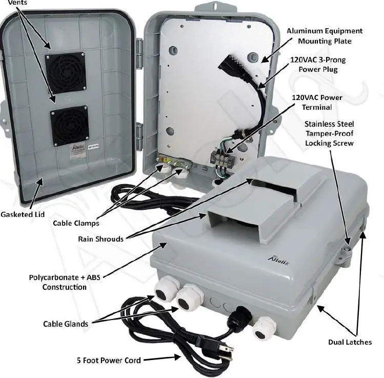 ALTELIX NP151005VA1C-0C 15x10x5 Vented Polycarbonate + ABS Weatherproof Enclosure 1