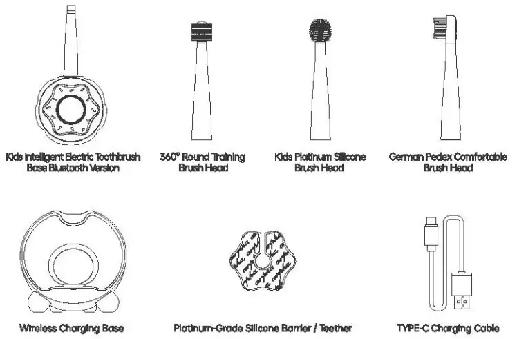 arpha X3 Plus Smart Sonic Musical Electric Toothbrush - package contents