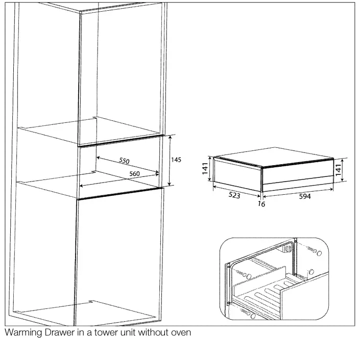 beko BDRW 11400 FX Warmer Drawer - drawe