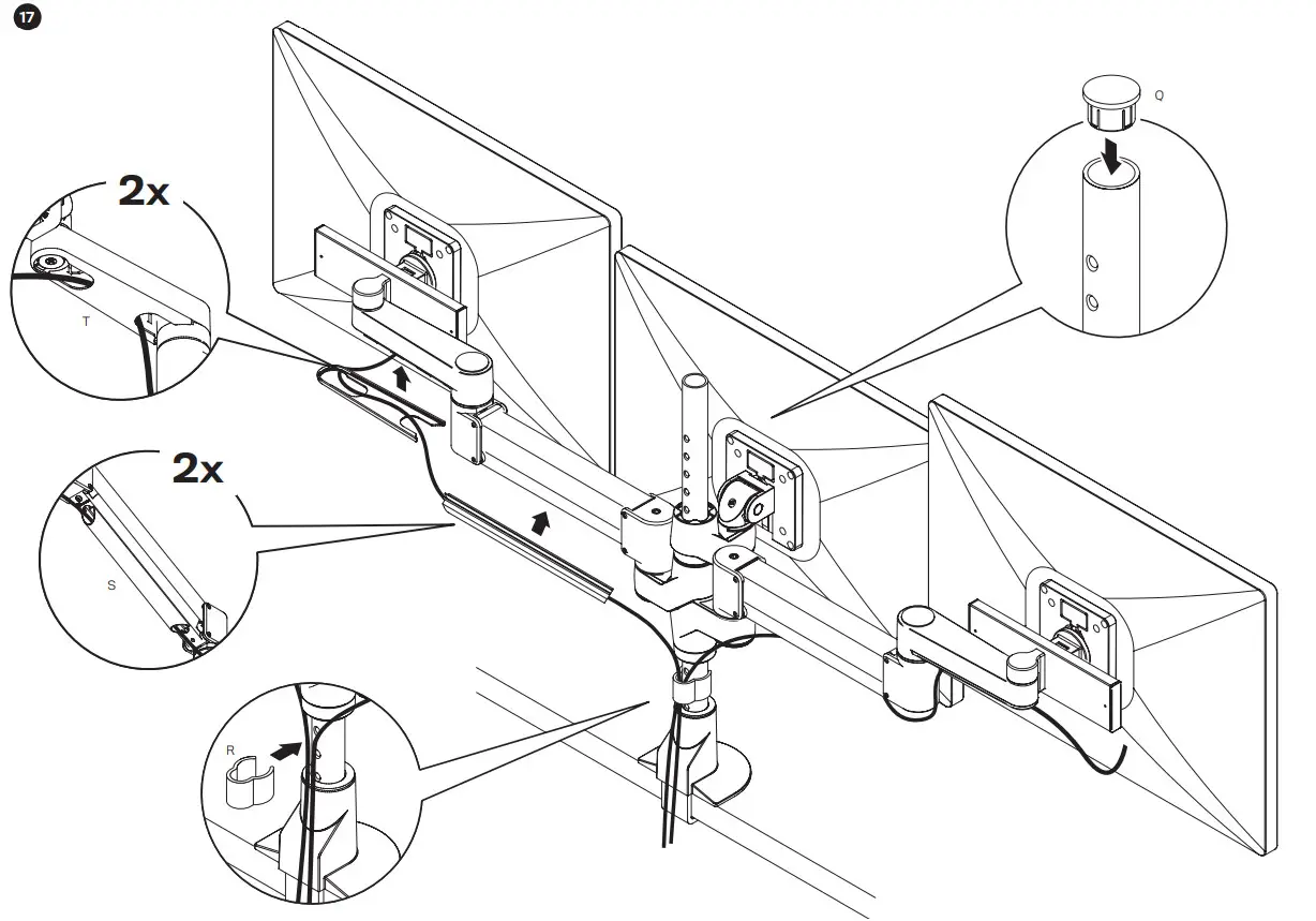 Innovative Design Works STX-3S-SLD-XXX Staxx Triple Articulating Monitor Mount - CONFIGURATION 16