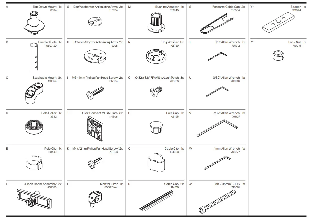 Innovative Design Works STX-3S-SLD-XXX Staxx Triple Articulating Monitor Mount - Part