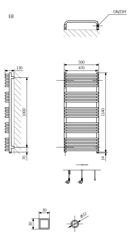 TERMA-Alex-ONE-1140x500mm-Electric-Towel-Rail-FIG-1