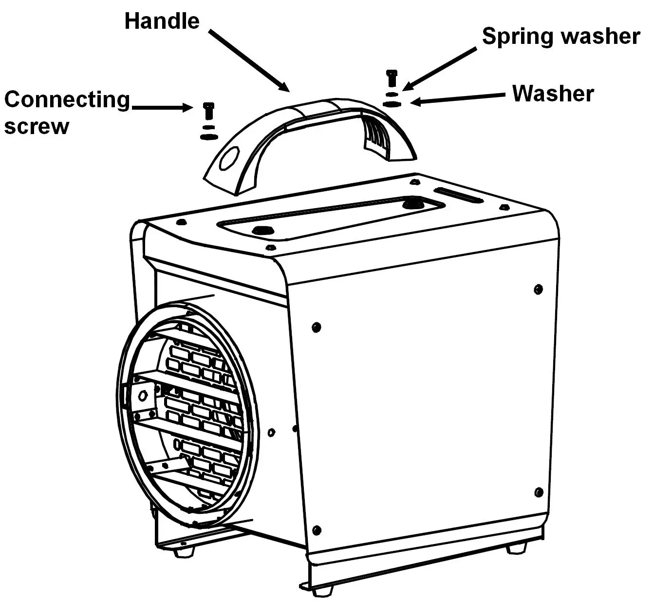 Aktobis AG WDH-BGP031S Electric Heater with Hose Connection - Mounting the carrying handle