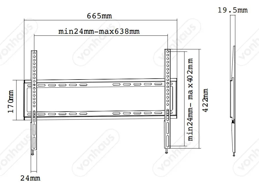 VonHaus 3005091 37-70 Inch Ultra Slim TV Wall Bracket - Figure 7