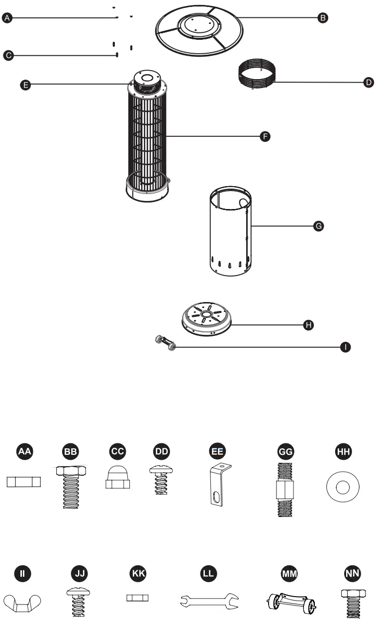 G21 Inferno Gas Patio Heater - Parts list2