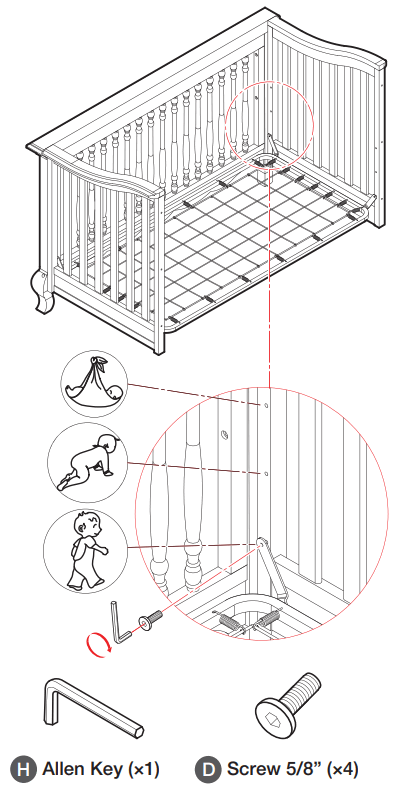 evolur 832 Aurora Convertible Crib - Attach all the corners
