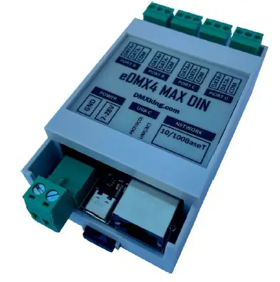 DMXking eDMX4 MAX DIN ArtNet-sACN to DMX Controller 1