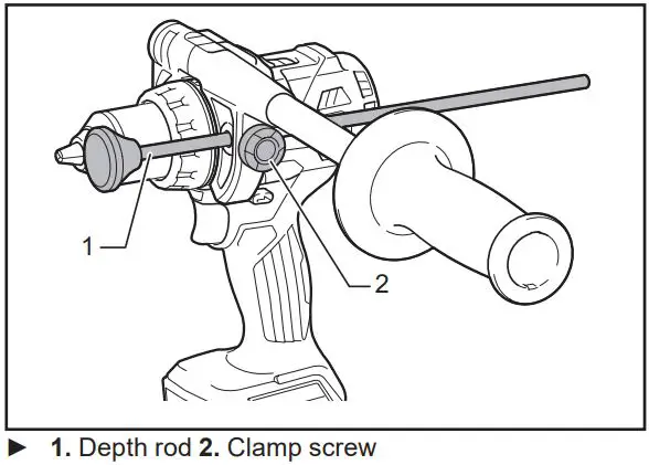 makita XPH14 Cordless Hammer Driver Drill Instruction Manual - Adjustable depth rod