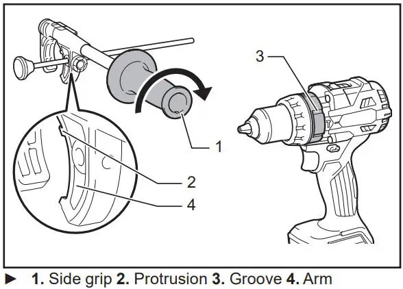 makita XPH14 Cordless Hammer Driver Drill Instruction Manual - Installing side grip