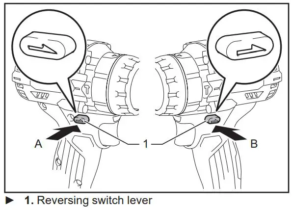 makita XPH14 Cordless Hammer Driver Drill Instruction Manual - Reversing switch lever
