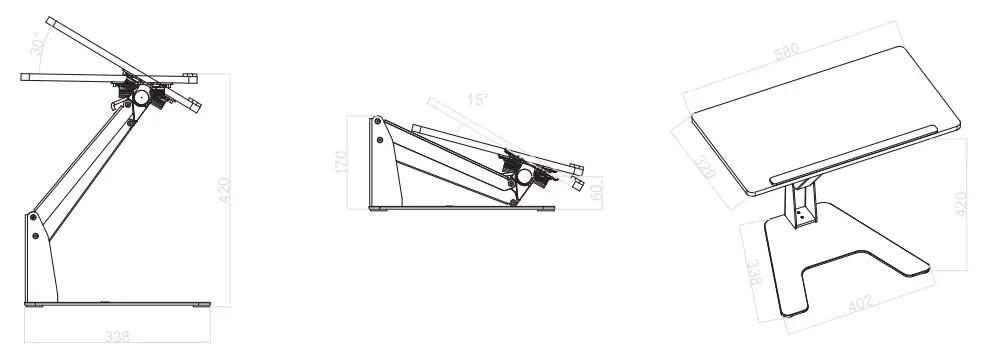 Multi Brakets 7350073739127 M Laptop Worktstation - Product Size