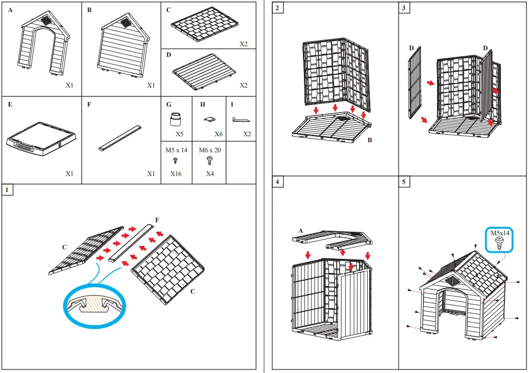 FORCLOVER CJW PH7065 Plastic Small Dog House - Figure 1