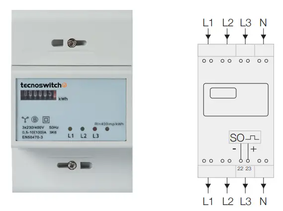 tecnoswitch CE394-DI Electronic Three-Phase Electricity Meter - Figure 2