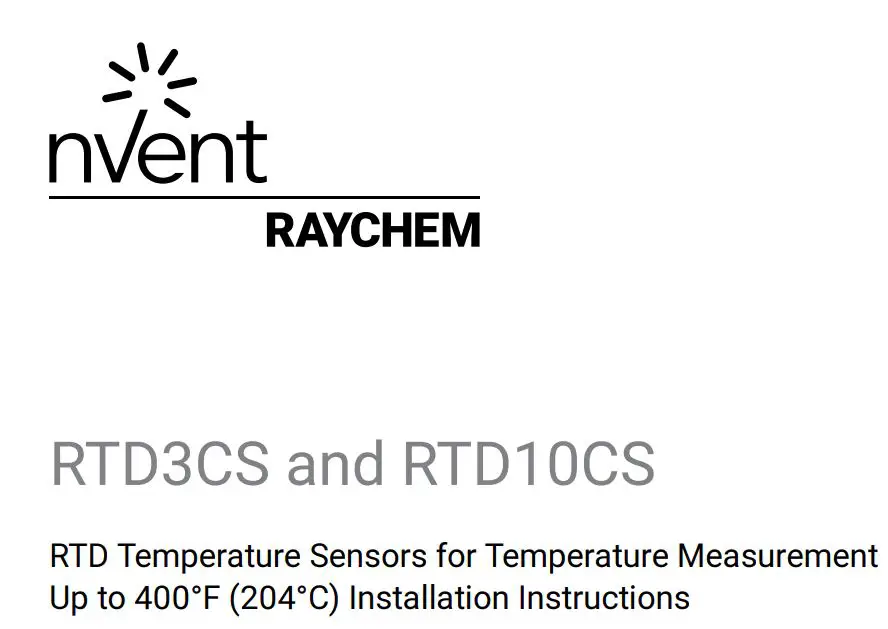 nVent RTD3CS RTD Temperature Sensors for Temperature Measurement Instruction Manual